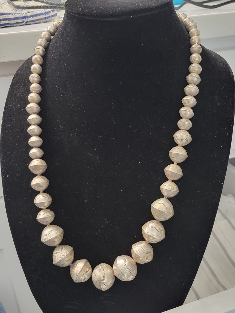 Sterling Silver Navajo-Style Beaded Necklace